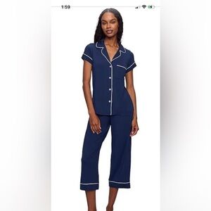 Eberjey Navy Giselle Pajama Set Cropped modal/tencel large